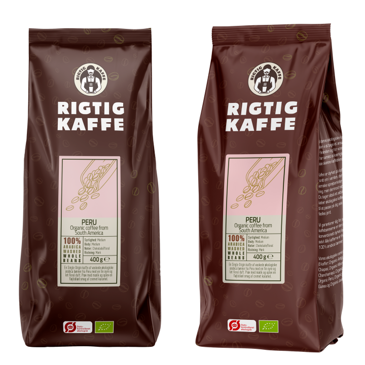 Rigtig Kaffe Organic Peru 400g Hele kaffebønner Rigtig Kaffe Organic Peru 400g Hele kaffebønner