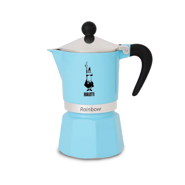 Bialetti Primavera Rainbow 1 Kop. Espressokande Lyseblå Bialetti Primavera Rainbow 1 Kop. Espressokande Lyseblå