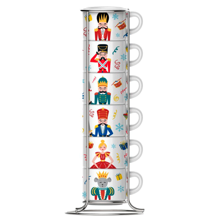 Bialetti Nøddeknækkeren Espressokopper 9 cl Inkl. holder 6 stk Bialetti Nøddeknækkeren Espressokopper 9 cl Inkl. holder 6 stk