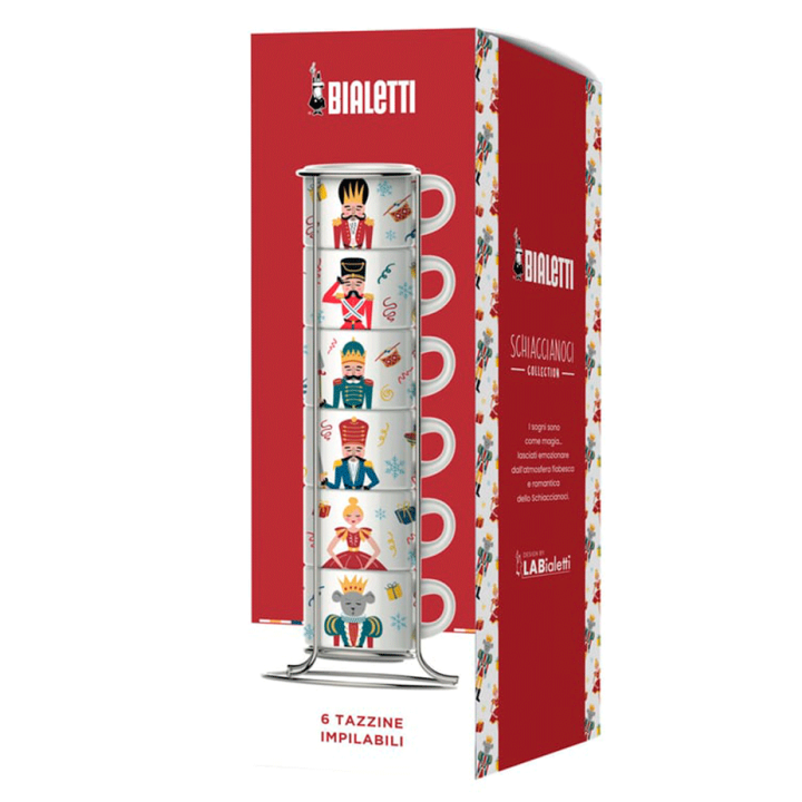 Bialetti Nøddeknækkeren Espressokopper 9 cl Inkl. holder 6 stk Bialetti Nøddeknækkeren Espressokopper 9 cl Inkl. holder 6 stk