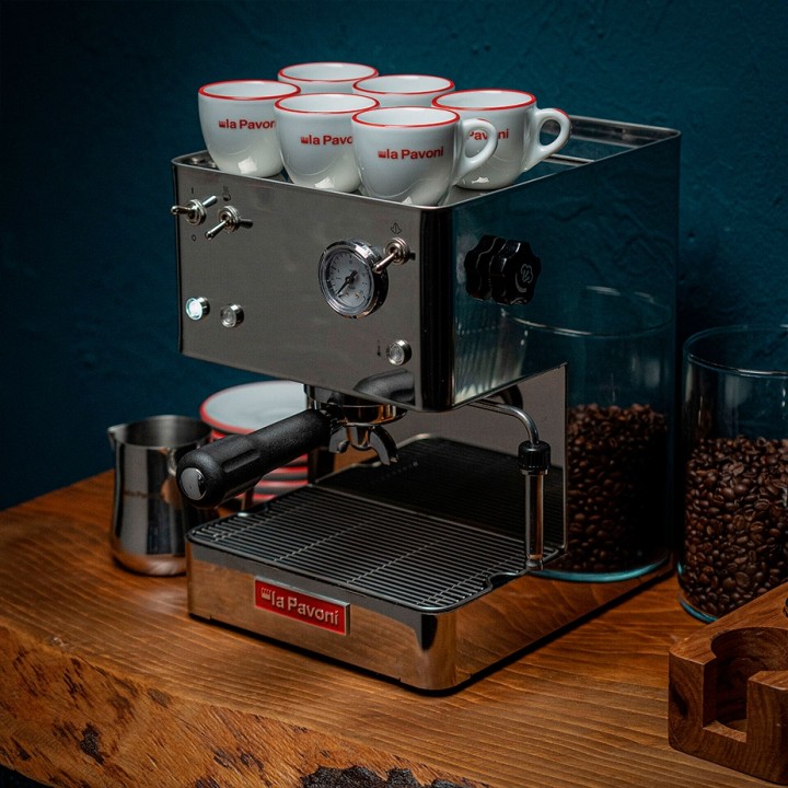 La Pavoni New Casa Bar Stål LPMCBS01EU Espressomaskine Inkl. Ascaso i-Mini I2 Espressokværn & House of Barista Baristaudstyr