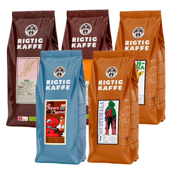 Rigtig Kaffe Mixpakke 2,1kg Hele kaffebønner Rigtig Kaffe Mixpakke 2,1kg Hele kaffebønner