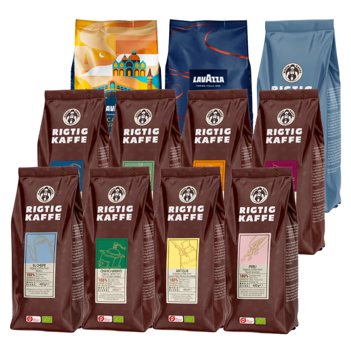 Rigtig Kaffe & Lavazza Mixpakke 6,2kg Hele kaffebønner Rigtig Kaffe & Lavazza Mixpakke 6,2kg Hele kaffebønner