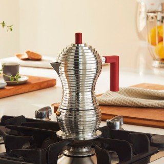 Alessi Pulcina Induction 3-Cup Espresso Pot Red