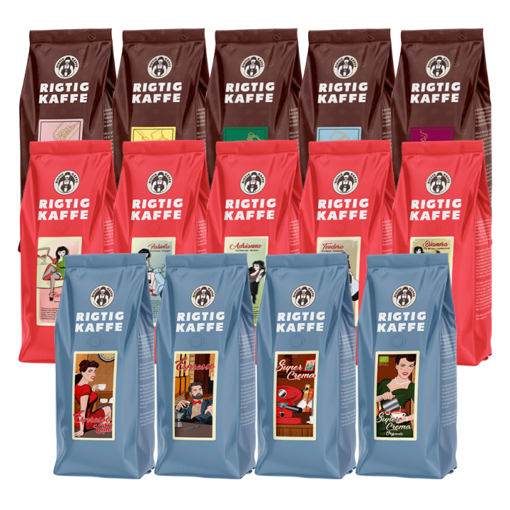 Rigtig Kaffe Mixed pack 14 pcs Whole coffee beans
