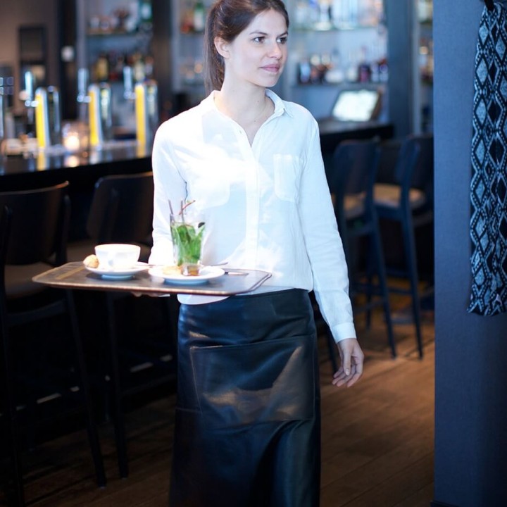 DutchDeluxes Professional Leather Barista Apron Long - Black