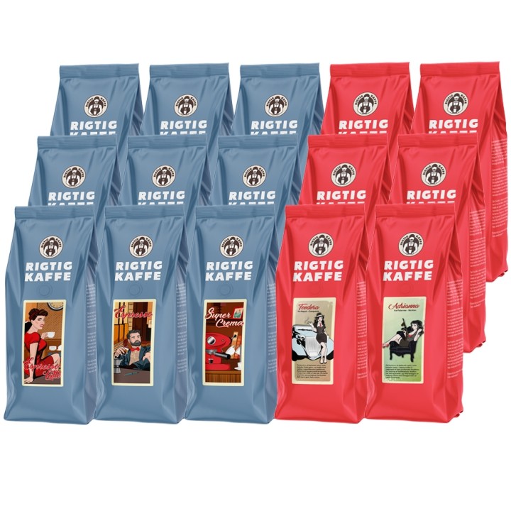 Rigtig Kaffe Mixed pack - 7.5 kg whole beans - Italian-inspired
