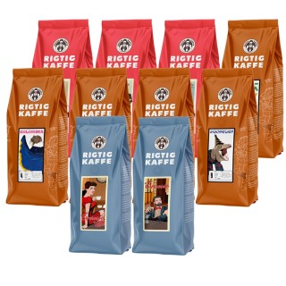 Rigtig Kaffe Mix pack 10 varieties Whole coffee beans