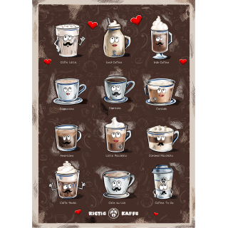 Coffee poster Rigtig Kaffe COFFEE DRINKS 50x70cm
