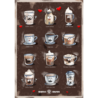 Coffee poster Rigtig Kaffe COFFEE DRINKS 21x30cm