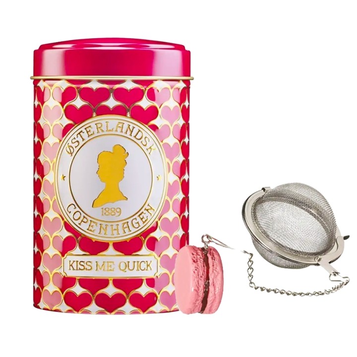 Tesi on a chain with macaron charm incl. Østerlandsk Thehus Kiss Me Quick