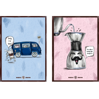 Coffee poster Rigtig Kaffe 2 blue/pink posters 21x30cm