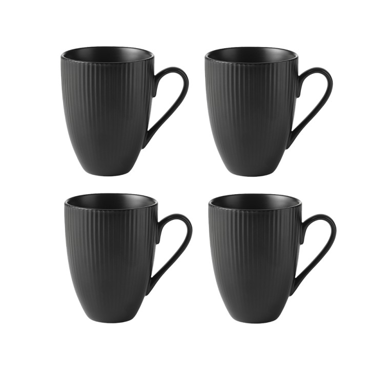Aida Groovy mug with handle 30 cl 4 pcs Black