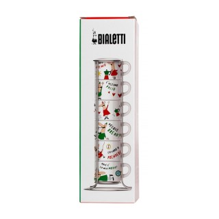 Bialetti Espresso cups incl. stand 6 pcs motifs