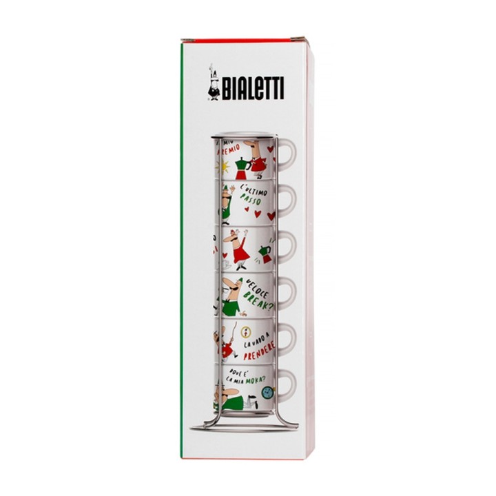 Bialetti Espresso cups incl. stand 6 pcs motifs