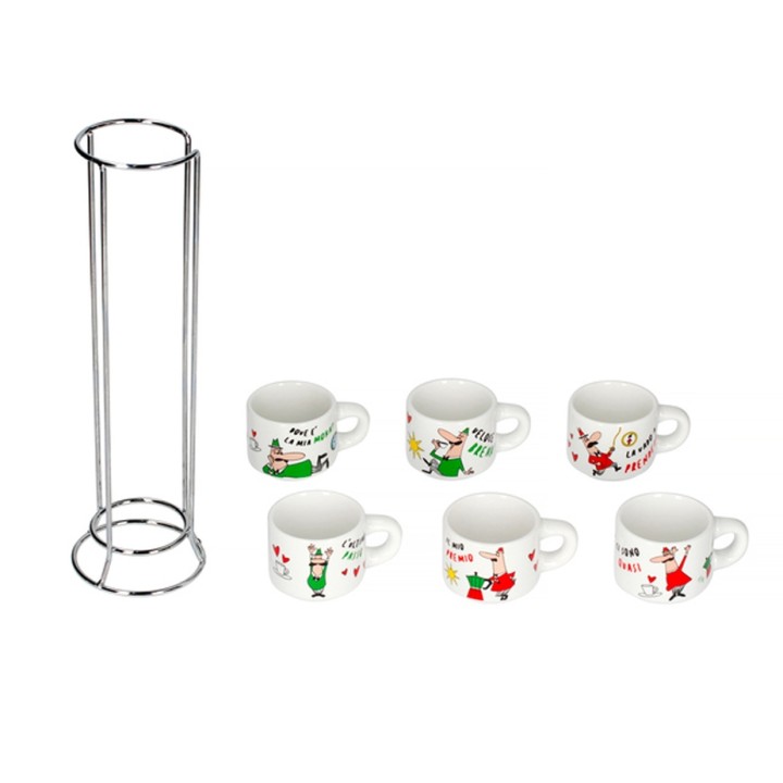 Bialetti Espresso cups incl. stand 6 pcs motifs