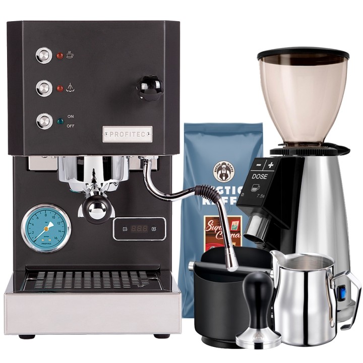 Profitec GO Mat Black Model 2025 Incl. Espresso Grinder, Barista Equipment & Coffee