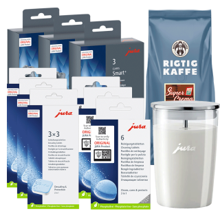Jura Care pack Claris Smart+ including milk container & 1kg Rigtig Kaffe