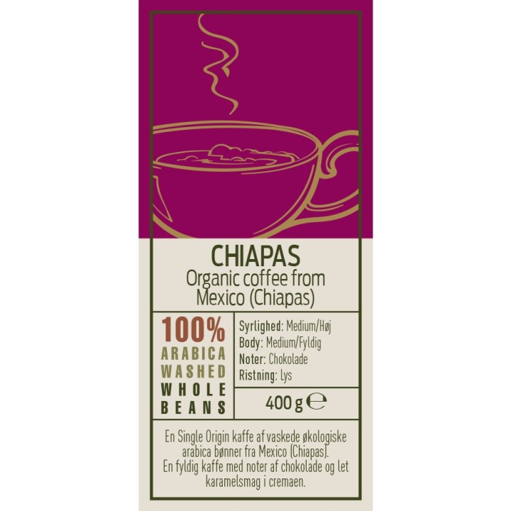 Rigtig Kaffe Organic Chiapas 400g Whole coffee beans