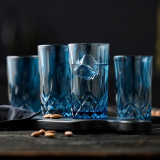 Lyngby Sorrento Highball Glass 38 cl 4 pcs Blue