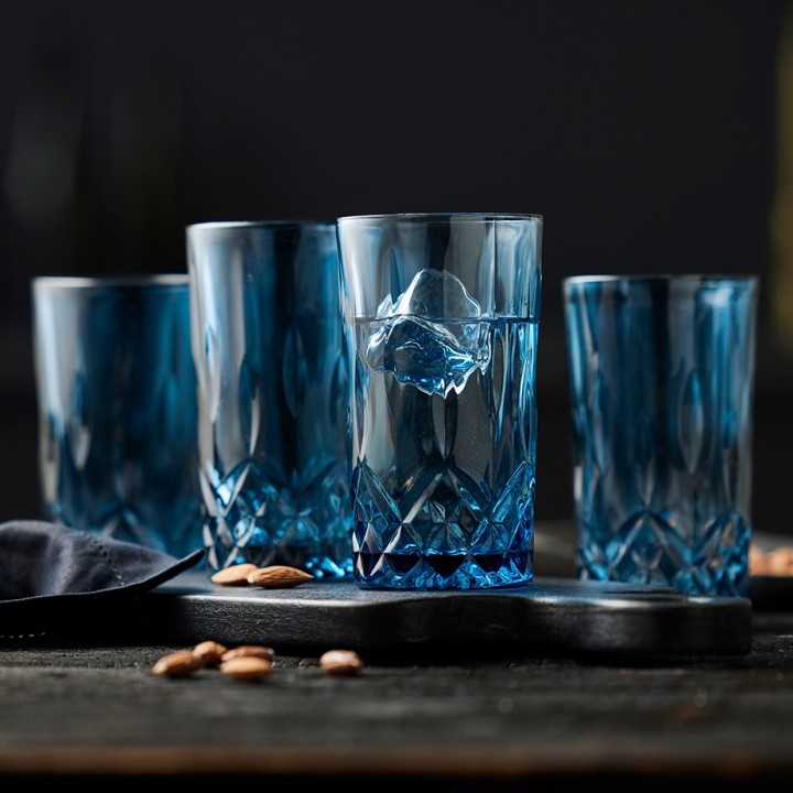 Lyngby Sorrento Highball Glass 38 cl 4 pcs Blue