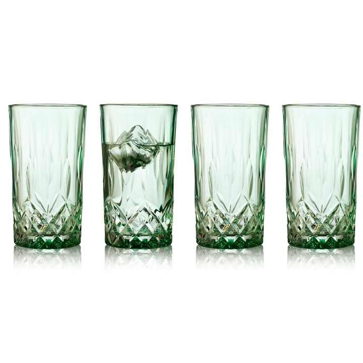 Lyngby Sorrento highball glasses 38 cl, set of 4, green