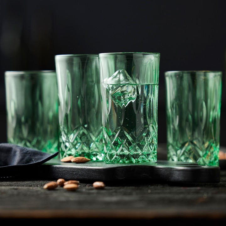 Lyngby Sorrento highball glasses 38 cl, set of 4, green