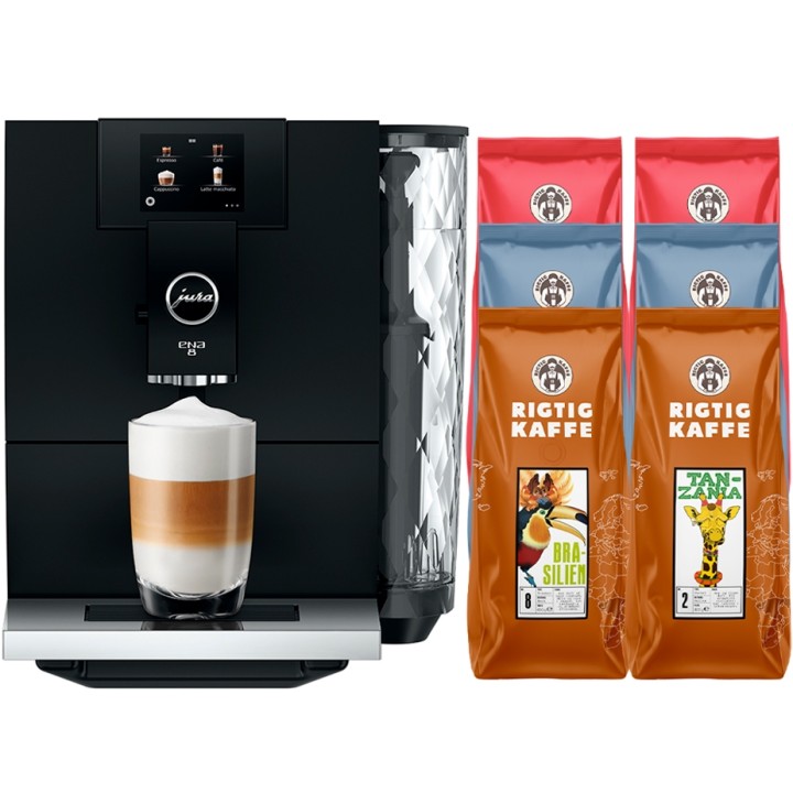 Jura ENA 8 (EC) Full Metropolitan Black Espresso machine Incl. 2.8 kg Rigtig Kaffe