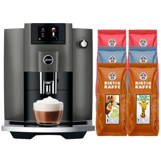Jura E6 (EC) Dark Inox Espresso Machine Incl. 2.8 kg Rigtig Kaffe