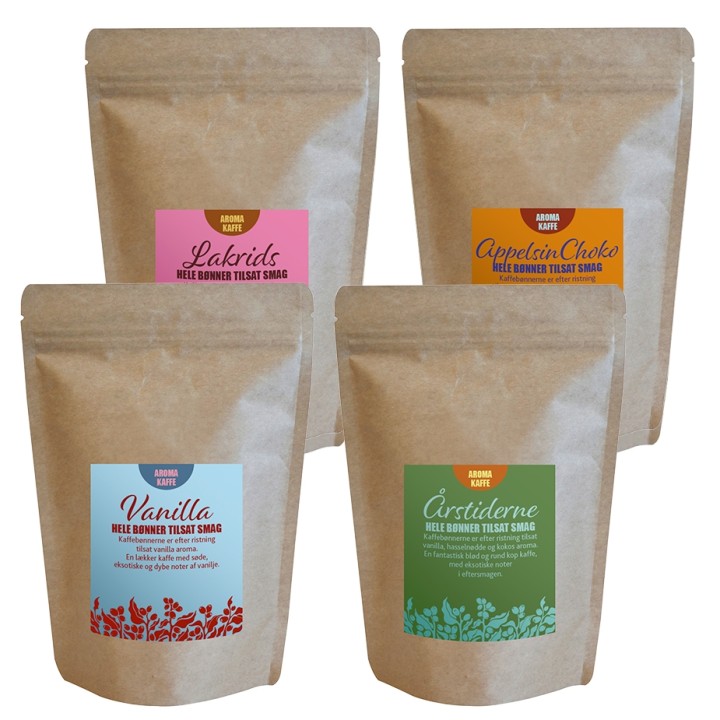Flavored Coffee Mix Pack 4 x 225 g Whole Coffee Beans