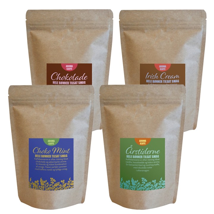 Flavored Coffee Mix Pack 4 x 225 g Whole Coffee Beans