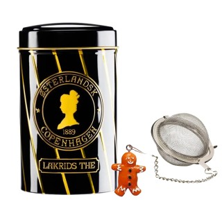 Tea infuser with chain and gingerbread-man figure incl. Østerlandsk Thehus Licorice Tea 125g