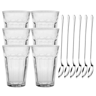 Duralex Picardie café glass 36 cl incl. Motta latte macchiato spoons 6 pcs