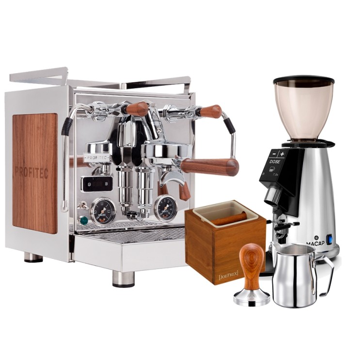 Profitec Pro 600 Devils Edition Walnut Wood Espresso Machine Incl. Macap M2E & Barista Equipment