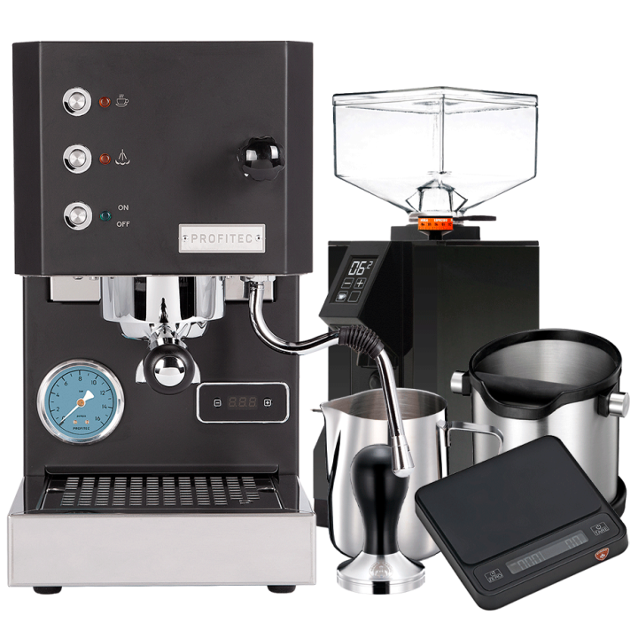 Profitec GO Mat Black Incl. Eureka grinder, coffee scale & barista equipment