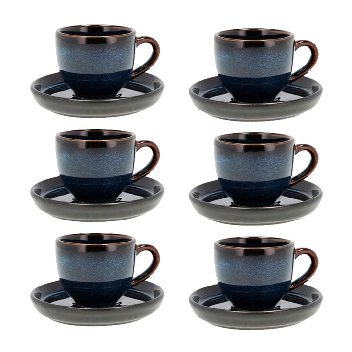 Bitz Espresso cup with saucer 7 cl 6 pcs Dark blue/Black