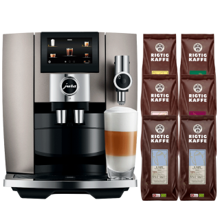 Jura J8 (EA) Midnight Silver Espresso Machine Incl. 6x400g Rigtig Kaffe Organic