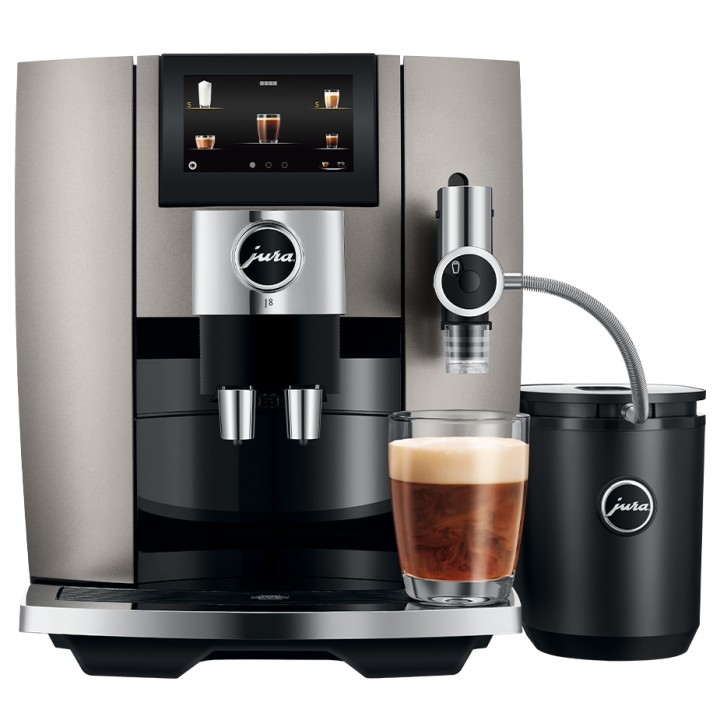 Jura J8 (EA) Midnight Silver Espresso Machine Incl. 6x400g Rigtig Kaffe Organic