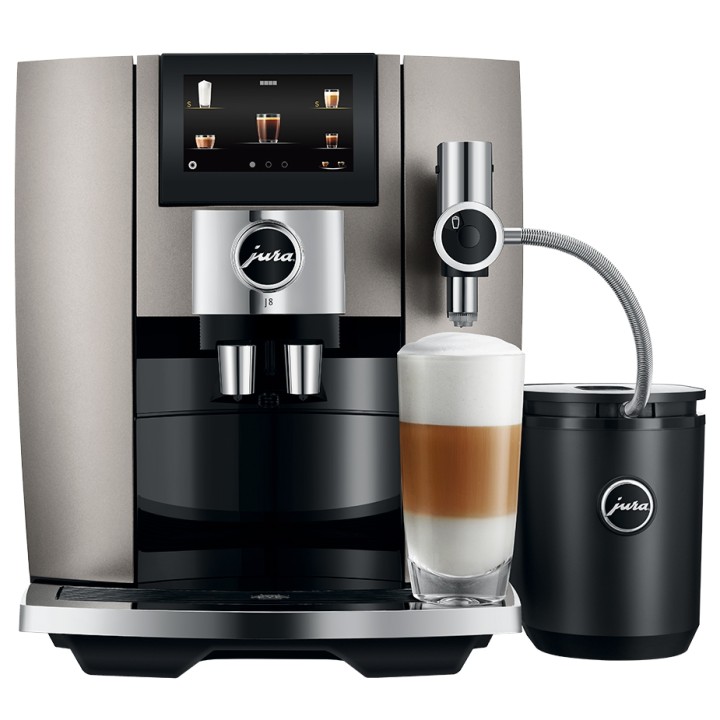 Jura J8 (EA) Midnight Silver Espresso Machine Incl. 6x400g Rigtig Kaffe Organic