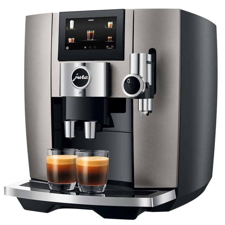 Jura J8 (EA) Midnight Silver Espresso Machine Incl. 6x400g Rigtig Kaffe Organic