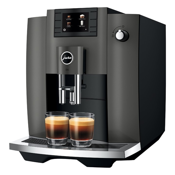 Jura E6 (EC) Dark Inox Espresso Machine Incl. 6x400g Rigtig Kaffe Organic