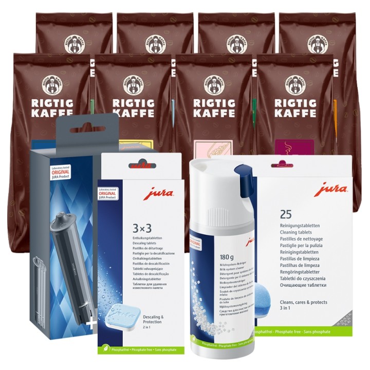 Jura Maintenance kit - Claris Smart Incl. 8x400g Rigtig Kaffe Organic