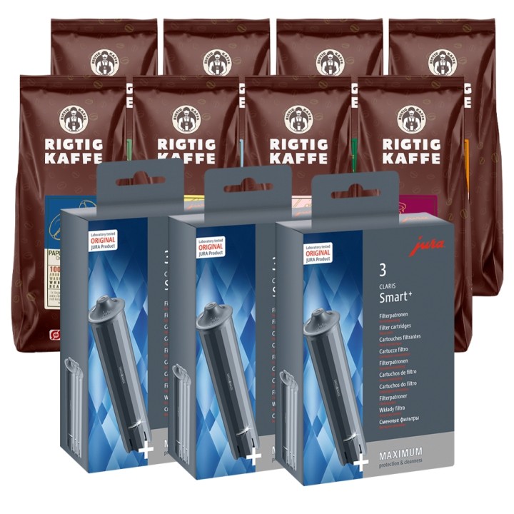 Jura Maintenance kit - Claris Smart Incl. 8x400g Rigtig Kaffe Organic