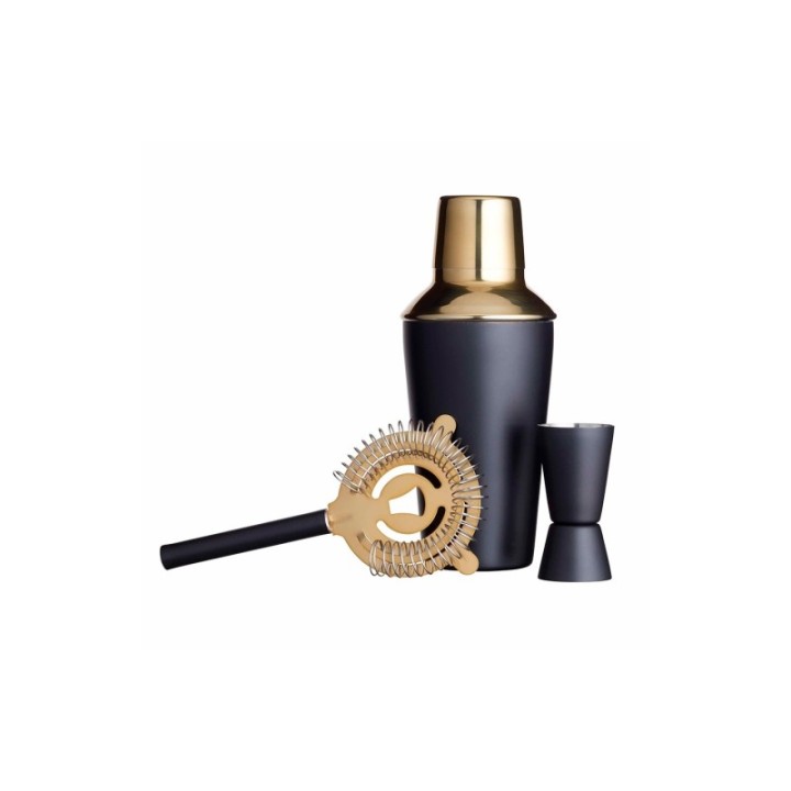BarCraft Bar Set 3-Piece Black/Gold