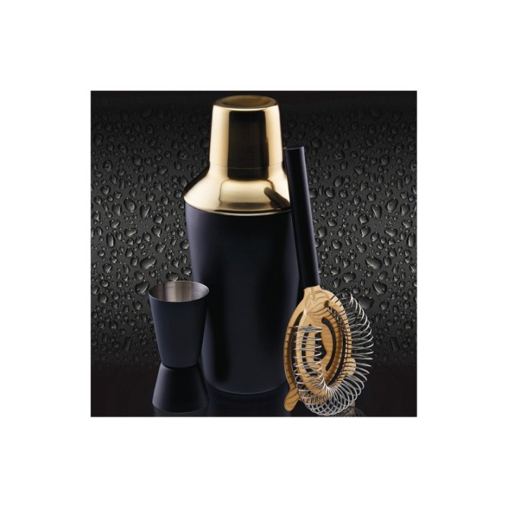 BarCraft Bar Set 3-Piece Black/Gold