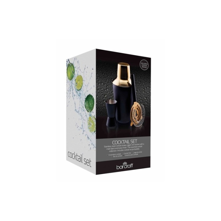BarCraft Bar Set 3-Piece Black/Gold