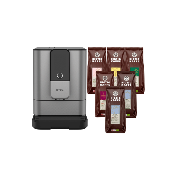 Nivona NIVO 8103 Titanium Espresso Machine Incl. 6x400g Rigtig Kaffe Organic