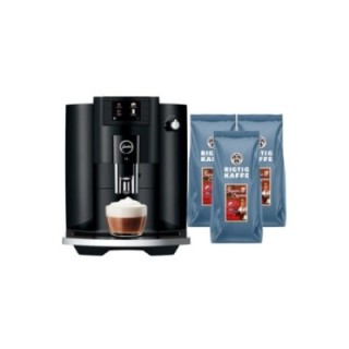 Jura E6 (EC) Piano Black Espresso Machine Incl. 3kg Rigtig Kaffe Super Crema