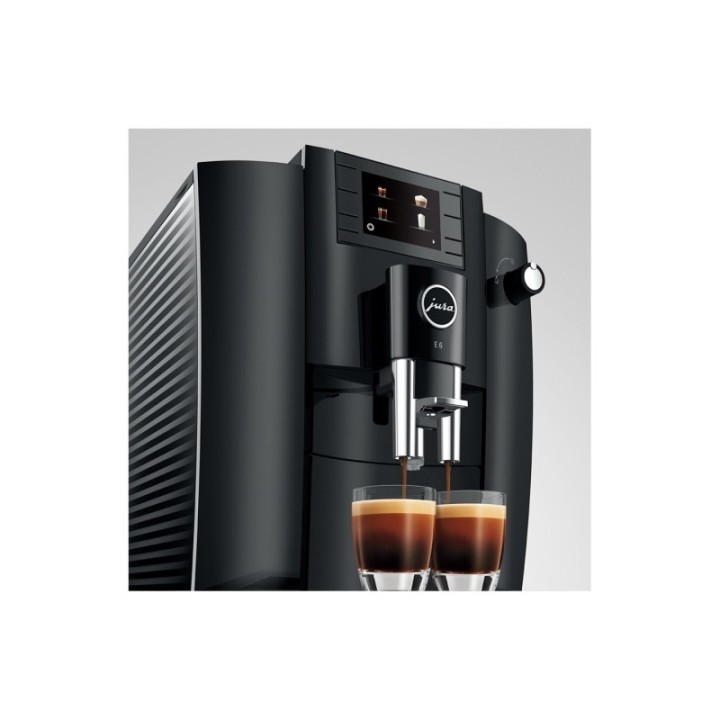 Jura E6 (EC) Piano Black Espresso Machine Incl. 3kg Rigtig Kaffe Super Crema