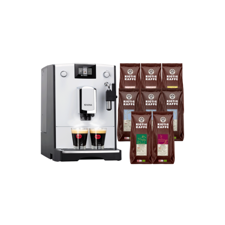 Nivona NICR 560 White Espresso Machine Incl. 8x400g Rigtig Kaffe Organic